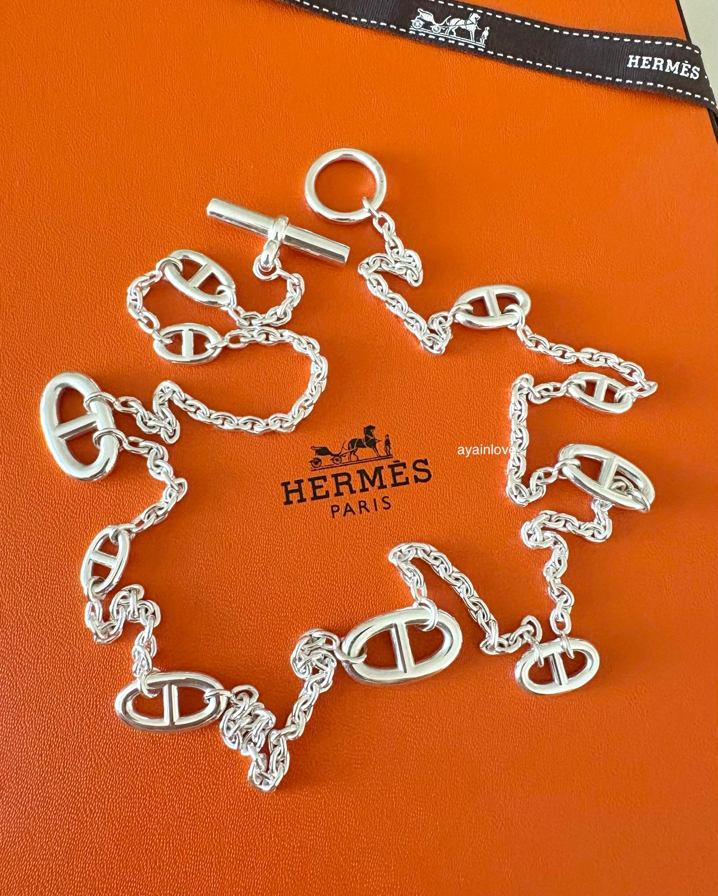 HERMES Farandole Long Necklace 80 Sterling Silver