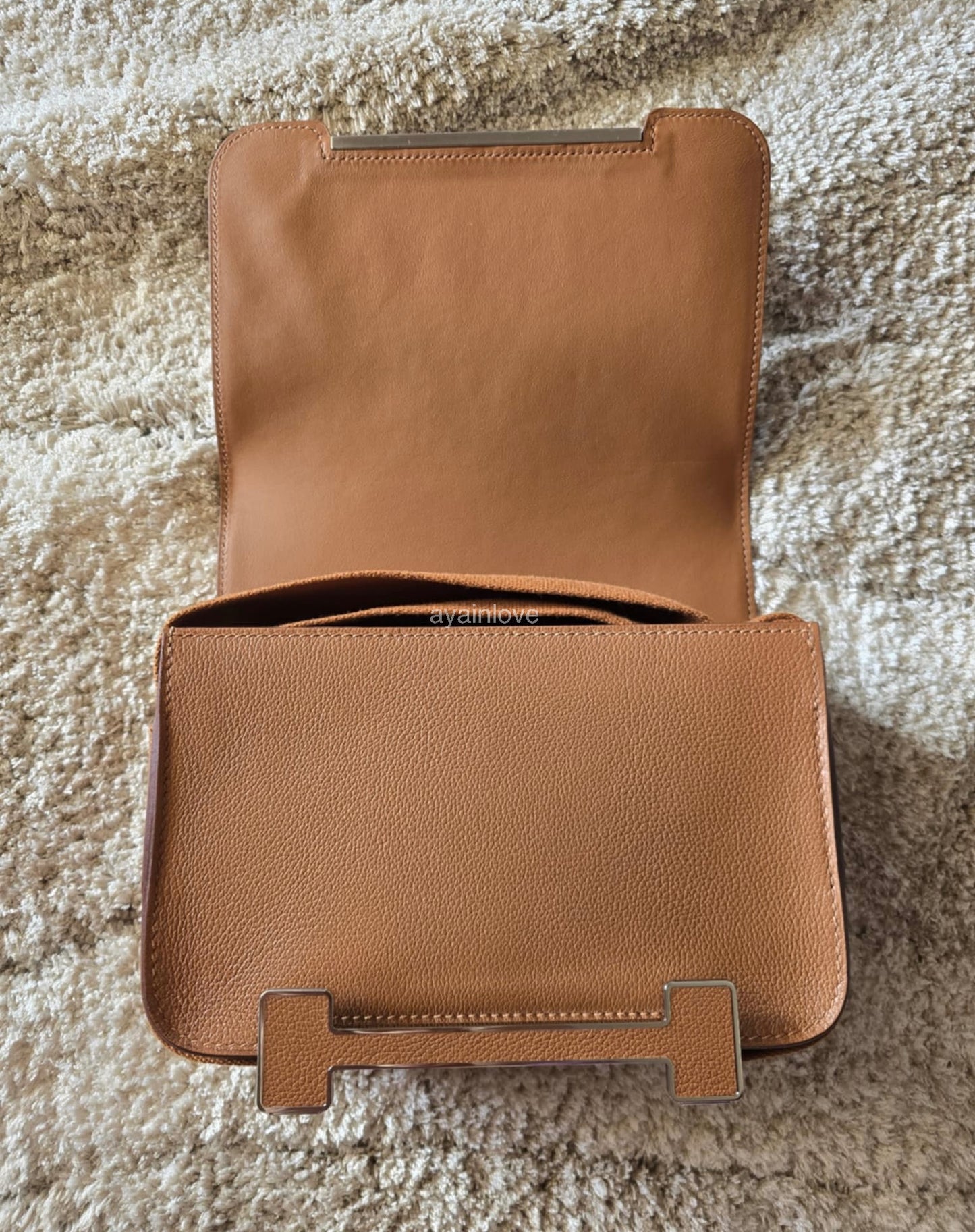 HERMES Geta Gold Evercolor Bag Palladium Hardware W Stamp