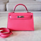 HERMES Mini Kelly 20 Pink Rose Lipstick Chèvre Mysore Palladium Hardware D Stamp