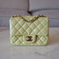 CHANEL 23C Light Green Microchipped Classic Quilted Square Mini Flap Bag Light Gold Hardware