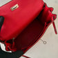 HERMES Kelly 25 Geranium Togo Retourne Palladium Hardware X Stamp