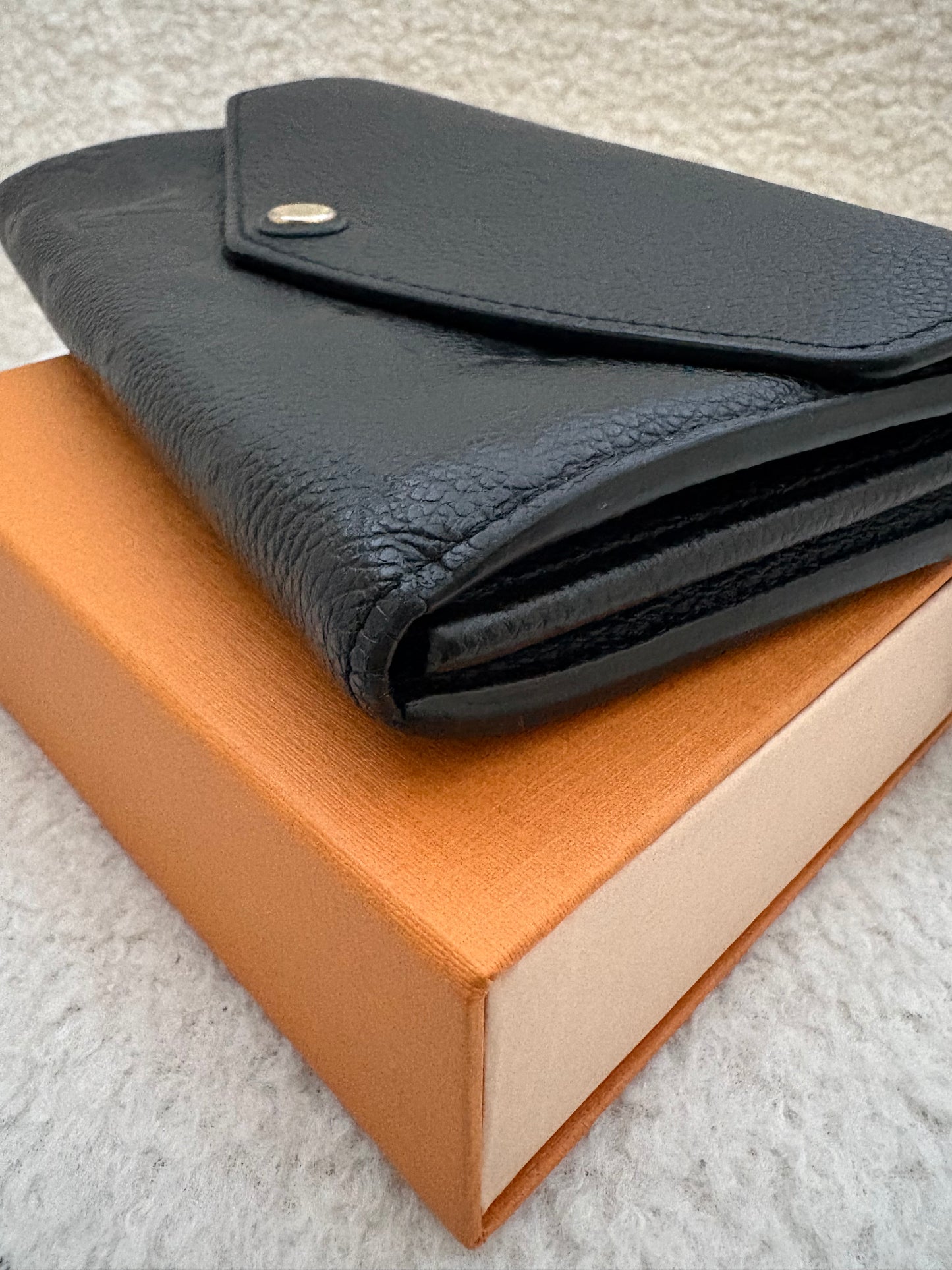 LOUIS VUITTON LV Sarah Black Monogram Empreinte Wallet Gold Hardware