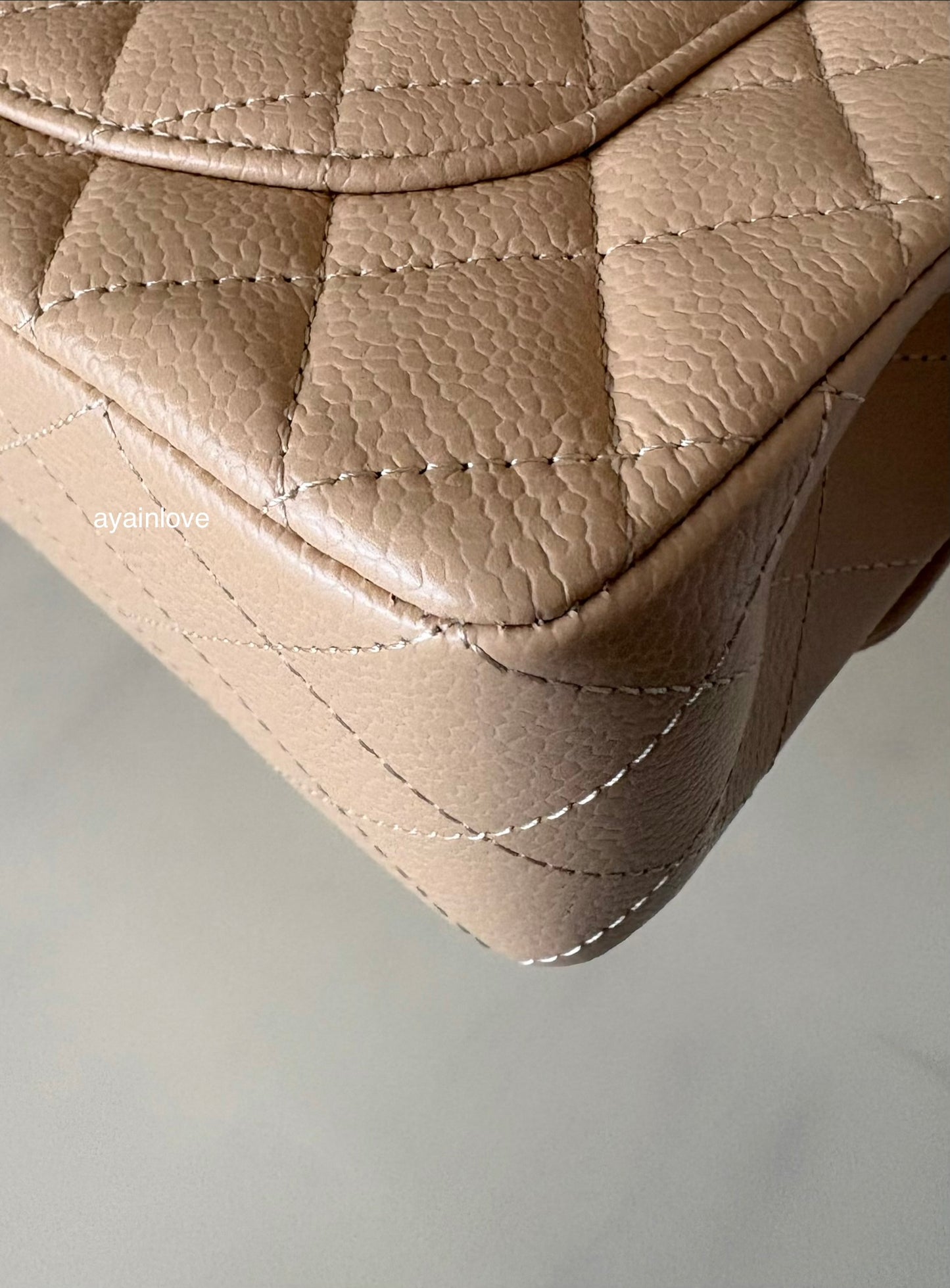 CHANEL Beige Clair Caviar Small Classic Flap Bag Gold Hardware