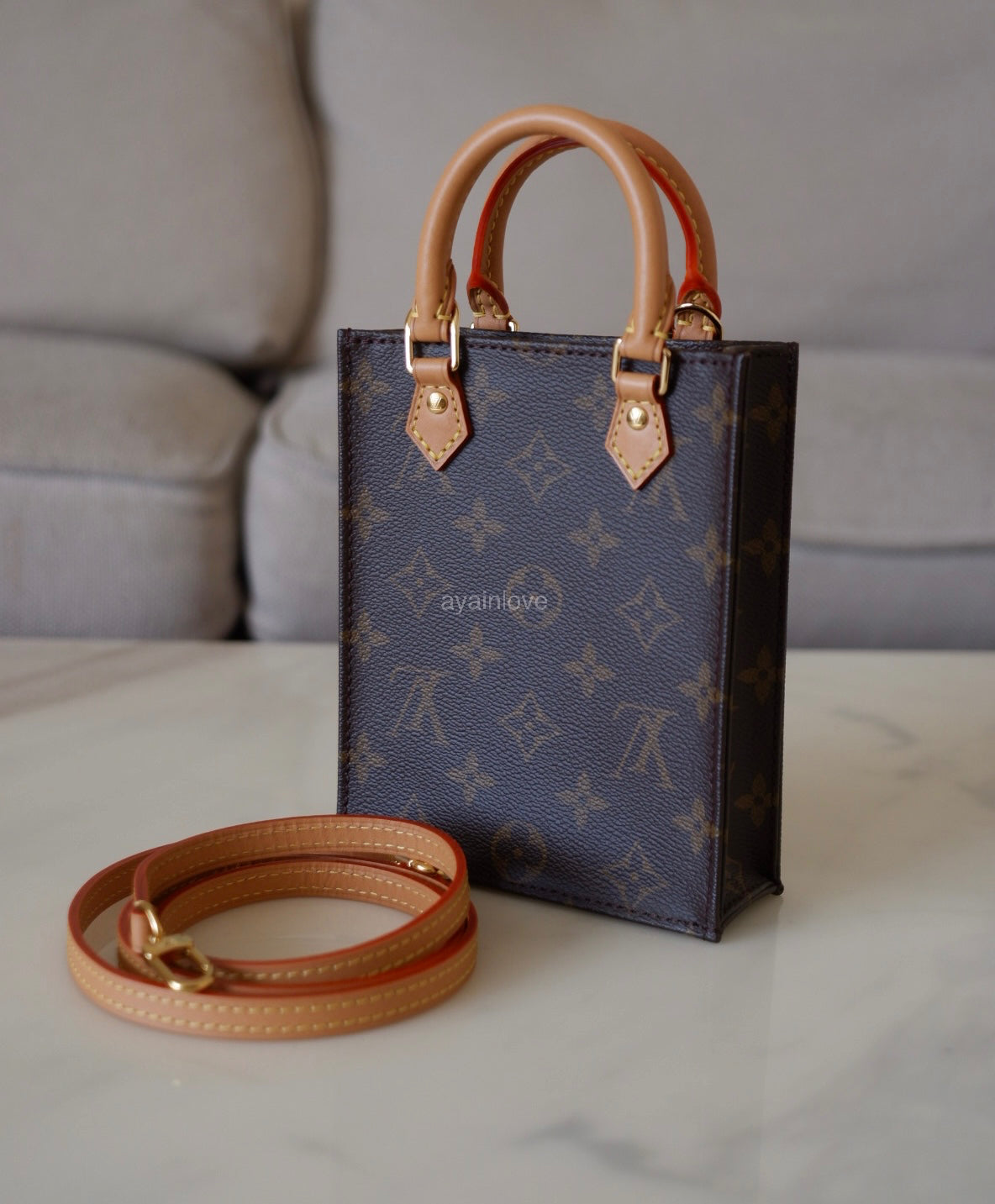 LOUIS VUITTON Petit Sac Plat Monogram Bag