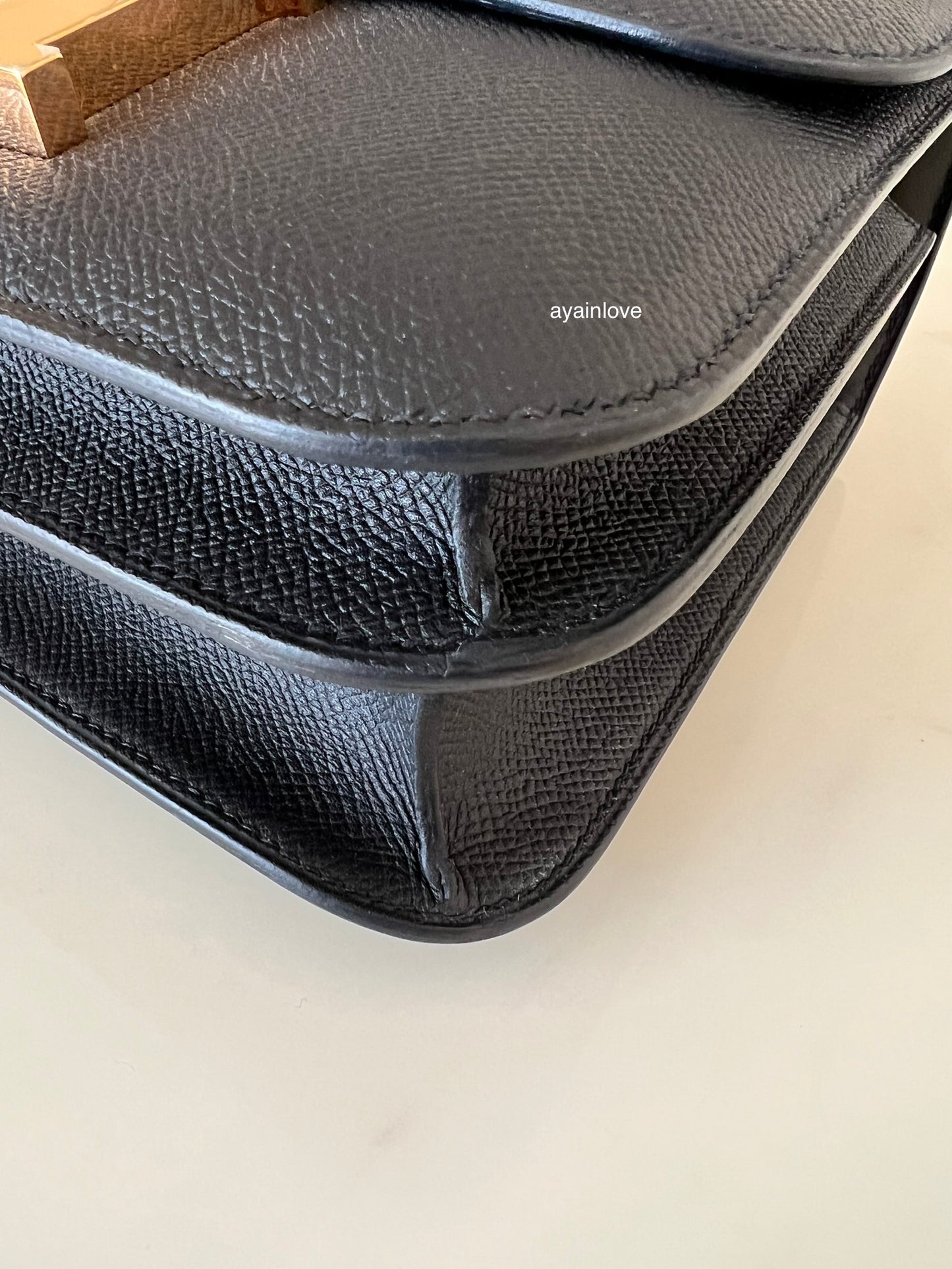 HERMES Constance 24 Noir Black Epsom Rose Gold Hardware D Stamp