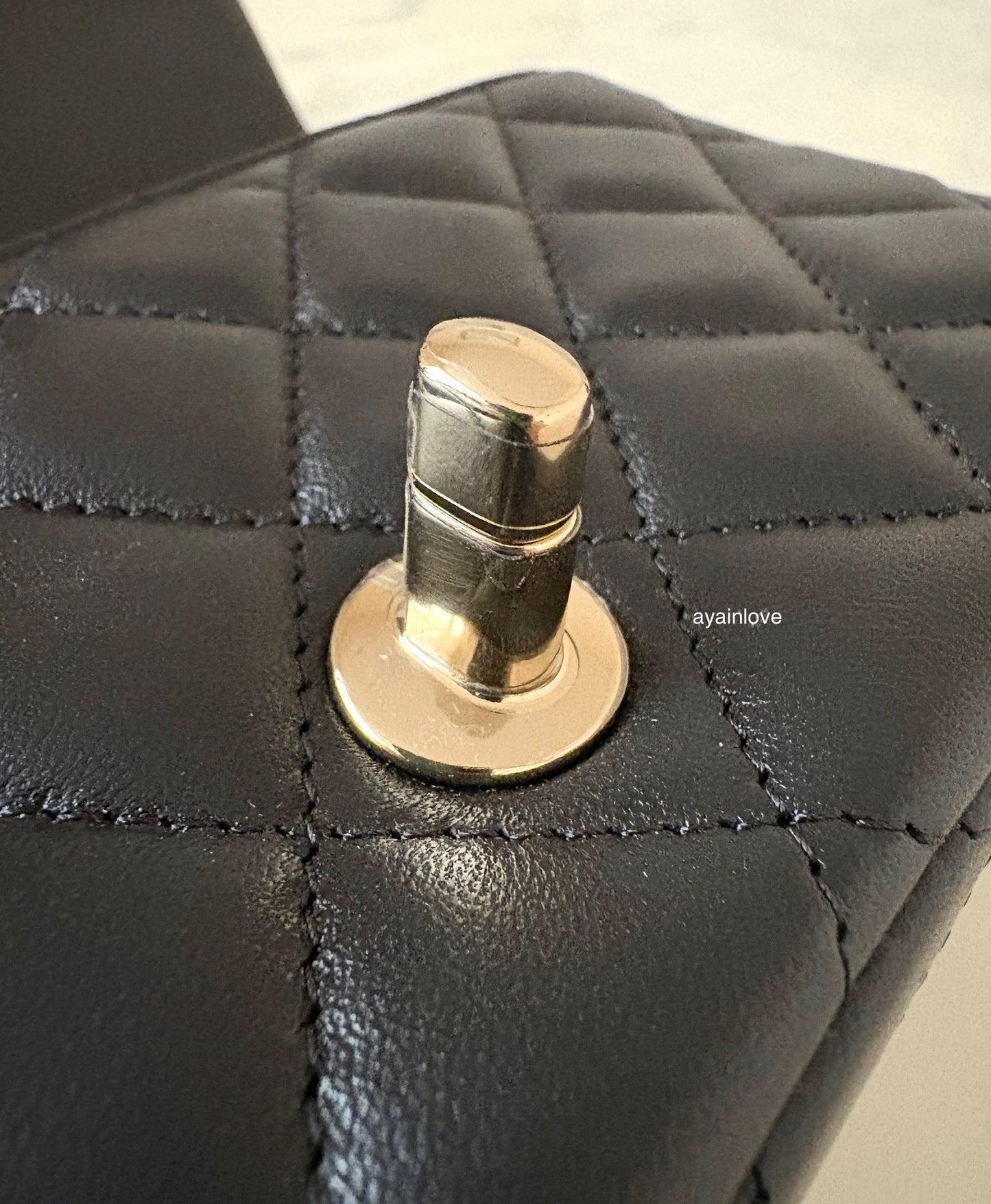 CHANEL 24K Black Lambskin Classic Rectangular Extra Mini 18cm Flap Light Gold Hardware