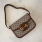 Gucci Horsebit 1955 Medium Brown GG Supreme Monogram Bag Gold Hardware