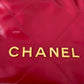 CHANEL Mini 22 Red Shiny Calf Skin Bag Gold Hardware