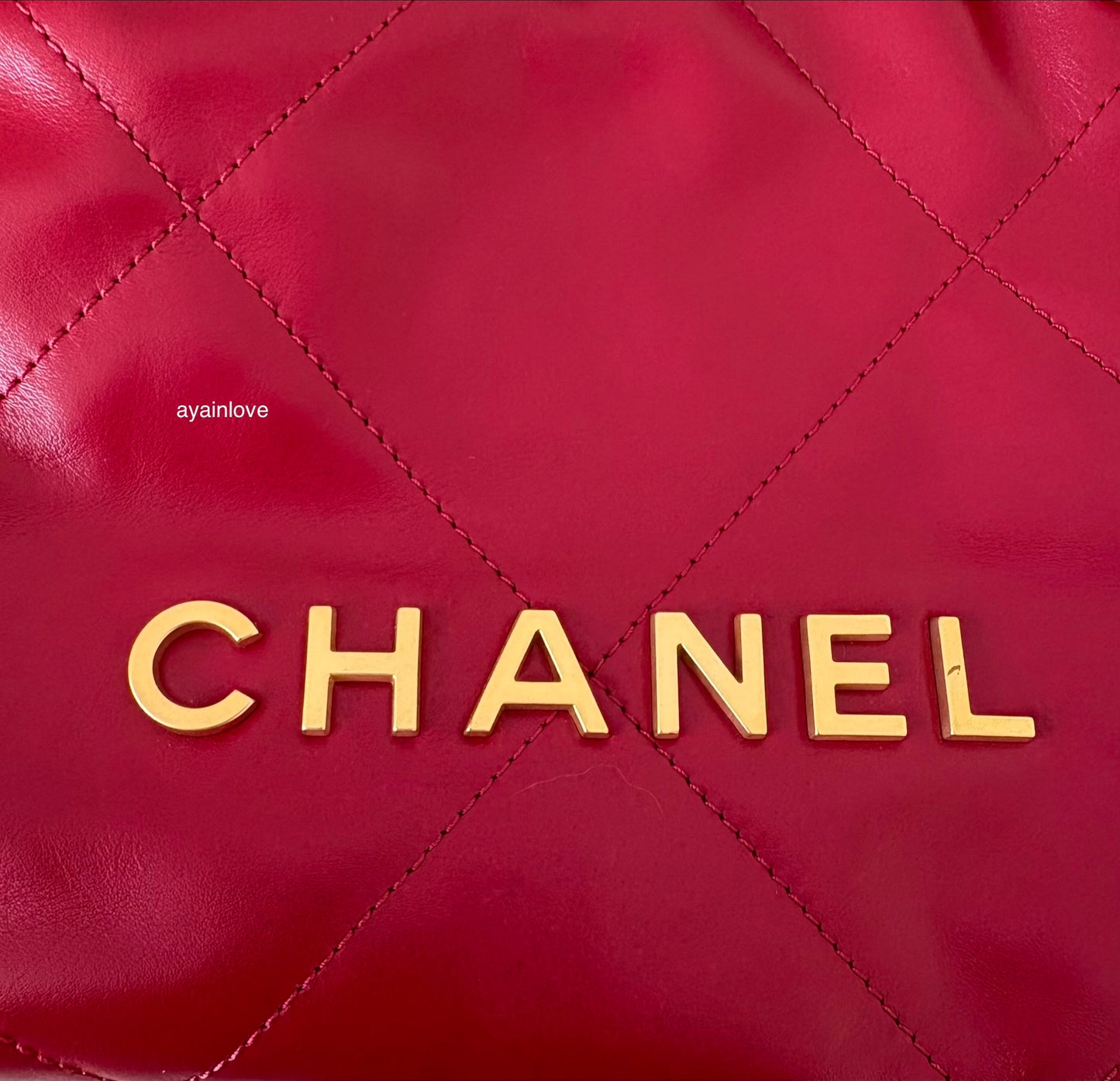 CHANEL Mini 22 Red Shiny Calf Skin Bag Gold Hardware