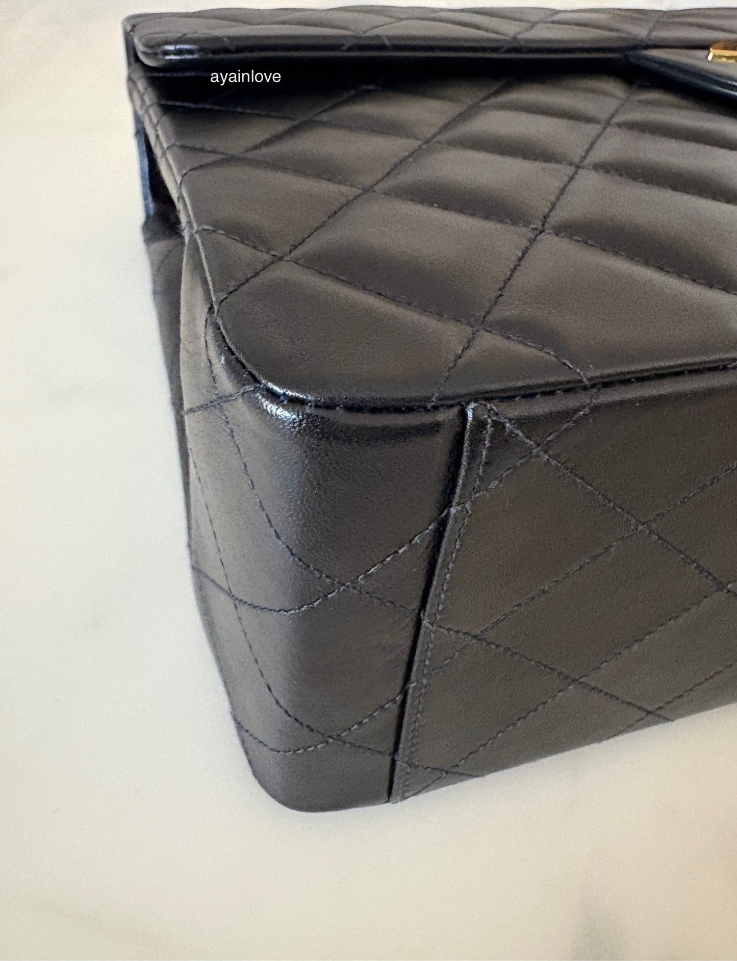 CHANEL Vintage Black Quilted Maxi XL Jumbo Classic Single Flap Oversized CC Bag 24KT Gold Plated Hardware Series 3