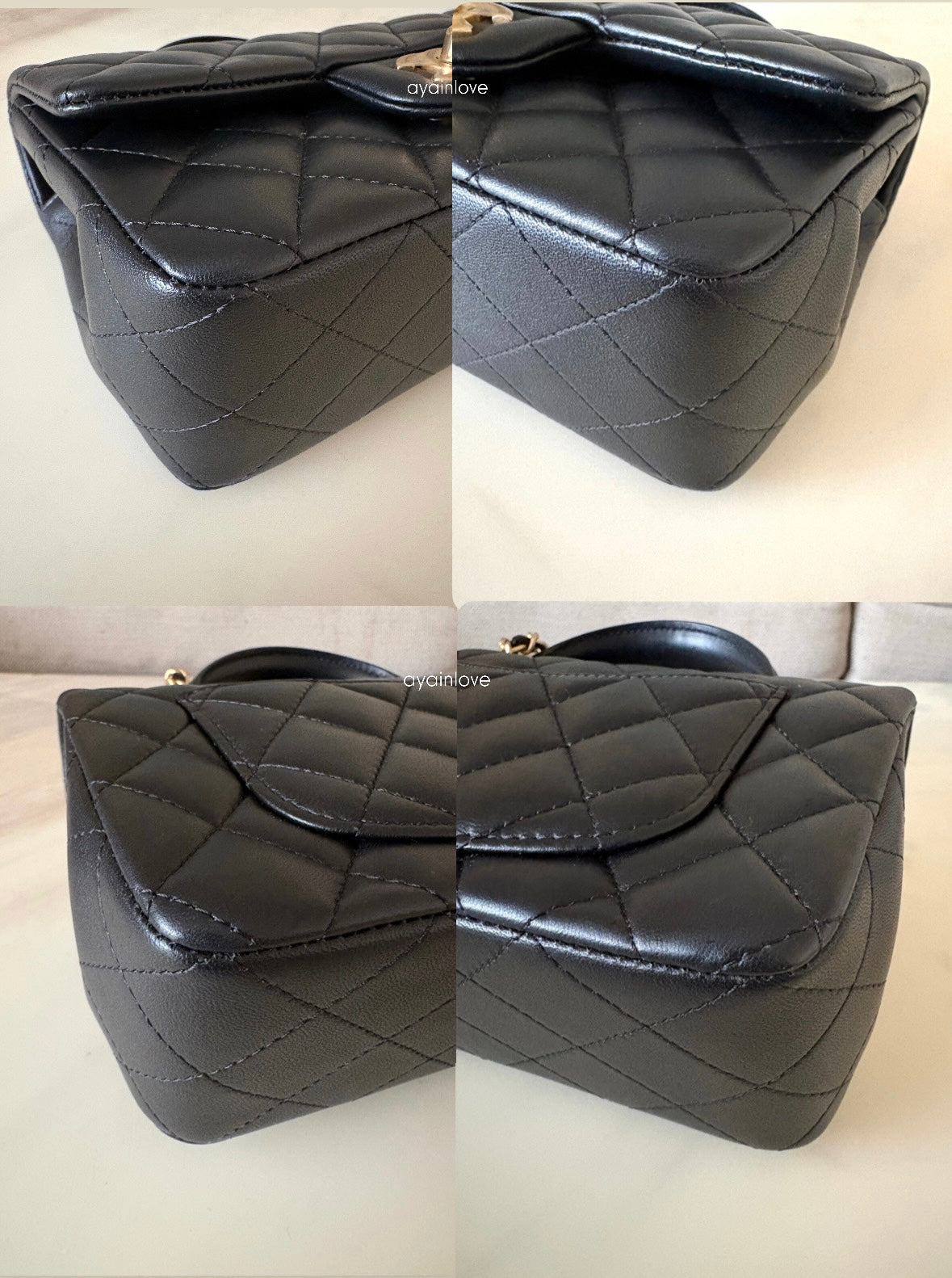 CHANEL Black Lambskin Top Handle Rectangular Mini Gold Hardware