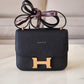 HERMES Constance Mini 18 Noir Black Epsom Rose Gold Hardware W Stamp