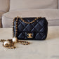 CHANEL 24S Black Lambskin Twin Pearls Quilted Mini Flap Bag Adjustable Gold Hardware