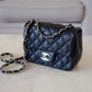 CHANEL 17B Black Caviar (Burgundy Interior) Quilted Square Mini Flap Bag Silver Hardware