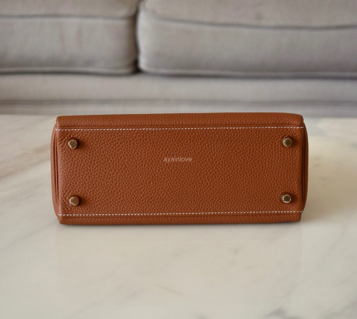 HERMES Kelly 25 Gold Togo Retourne Gold Hardware D Stamp