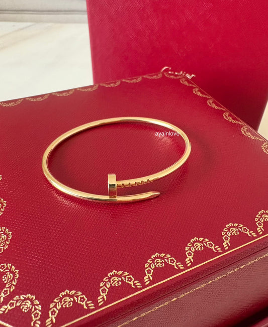 CARTIER 18KT Yellow Gold Small JUC Juste Un Clou Bracelet Size 15