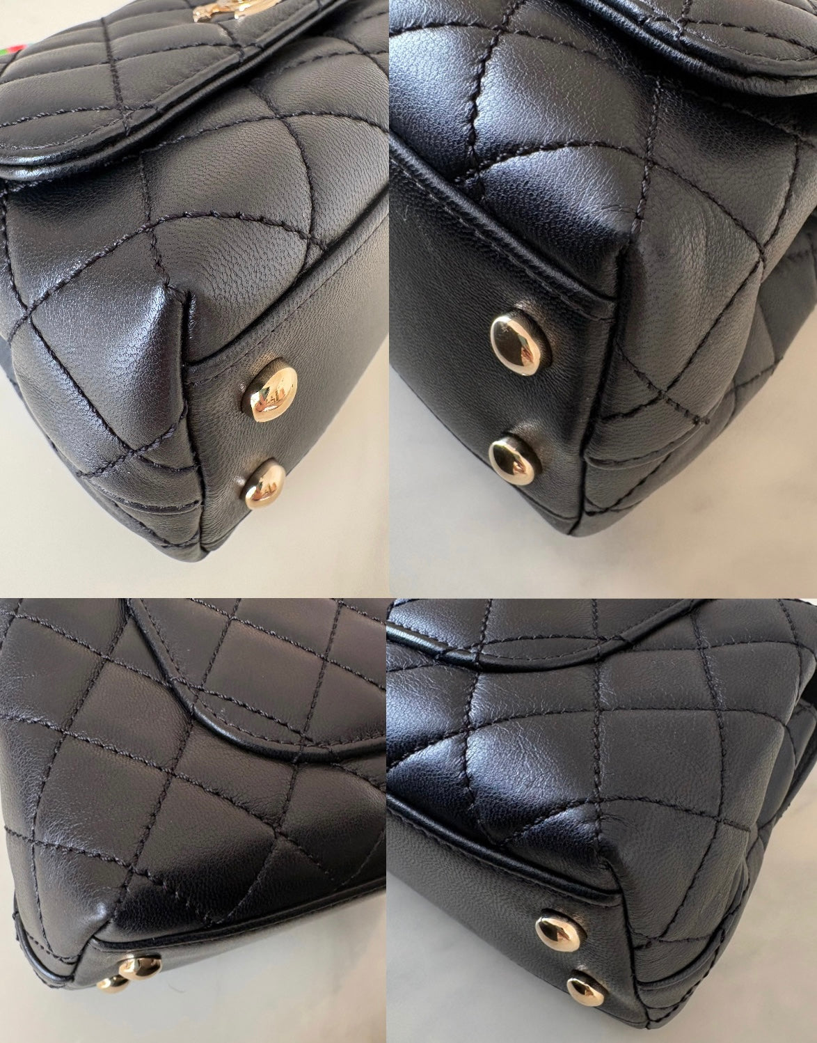 CHANEL Black Goatskin Coco Rainbow Handle Extra Mini 19cm Bag Light Gold Hardware