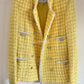CHANEL 20P Yellow Fantasy Tweed Jacket Size 34FR