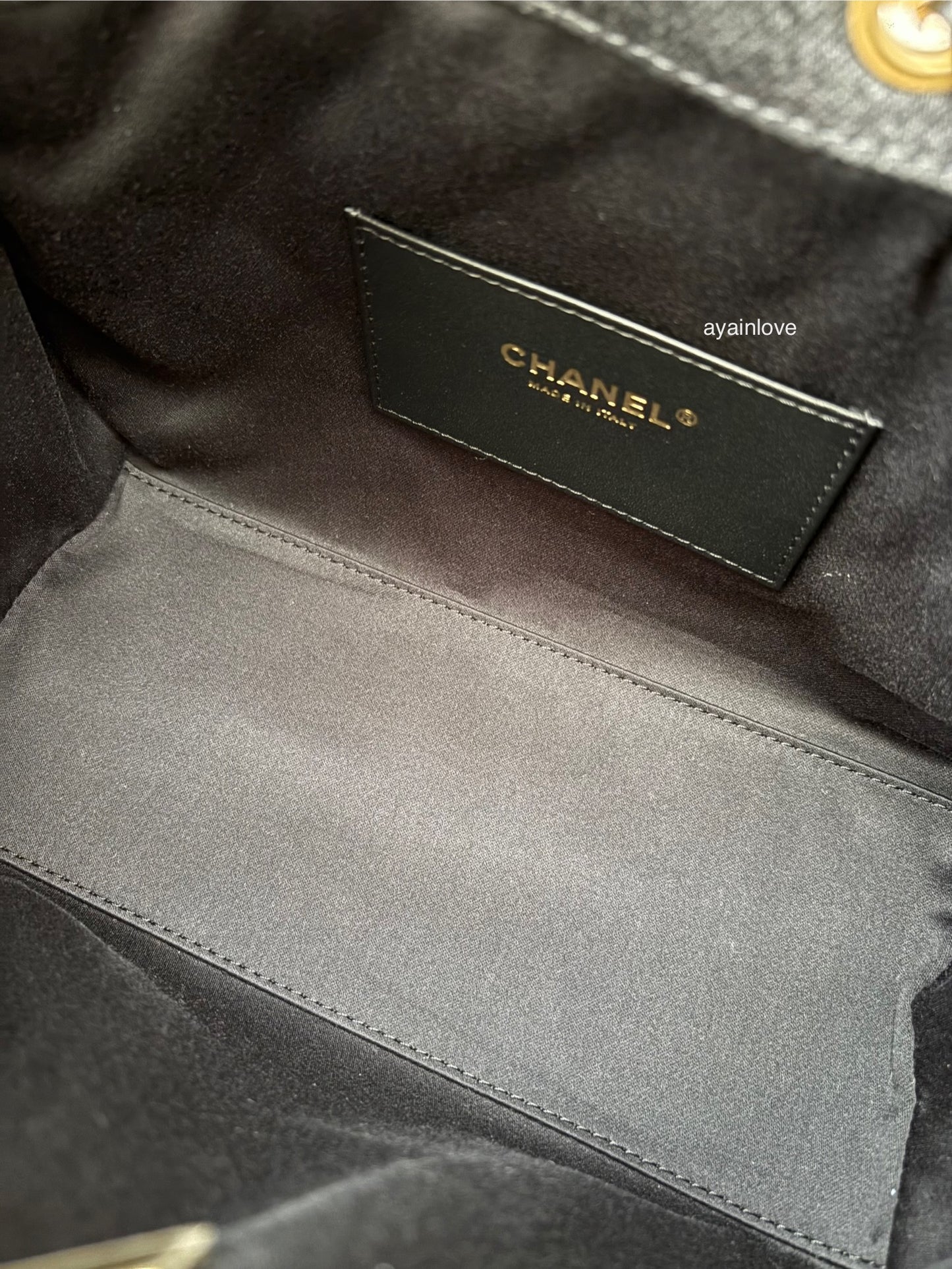 CHANEL 26P Black Washed Denim Small 25 Bag Gold Hardware