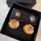 CHANEL 23C Shell CC Multicolour Crystal Stud Earrings Gold Hardware