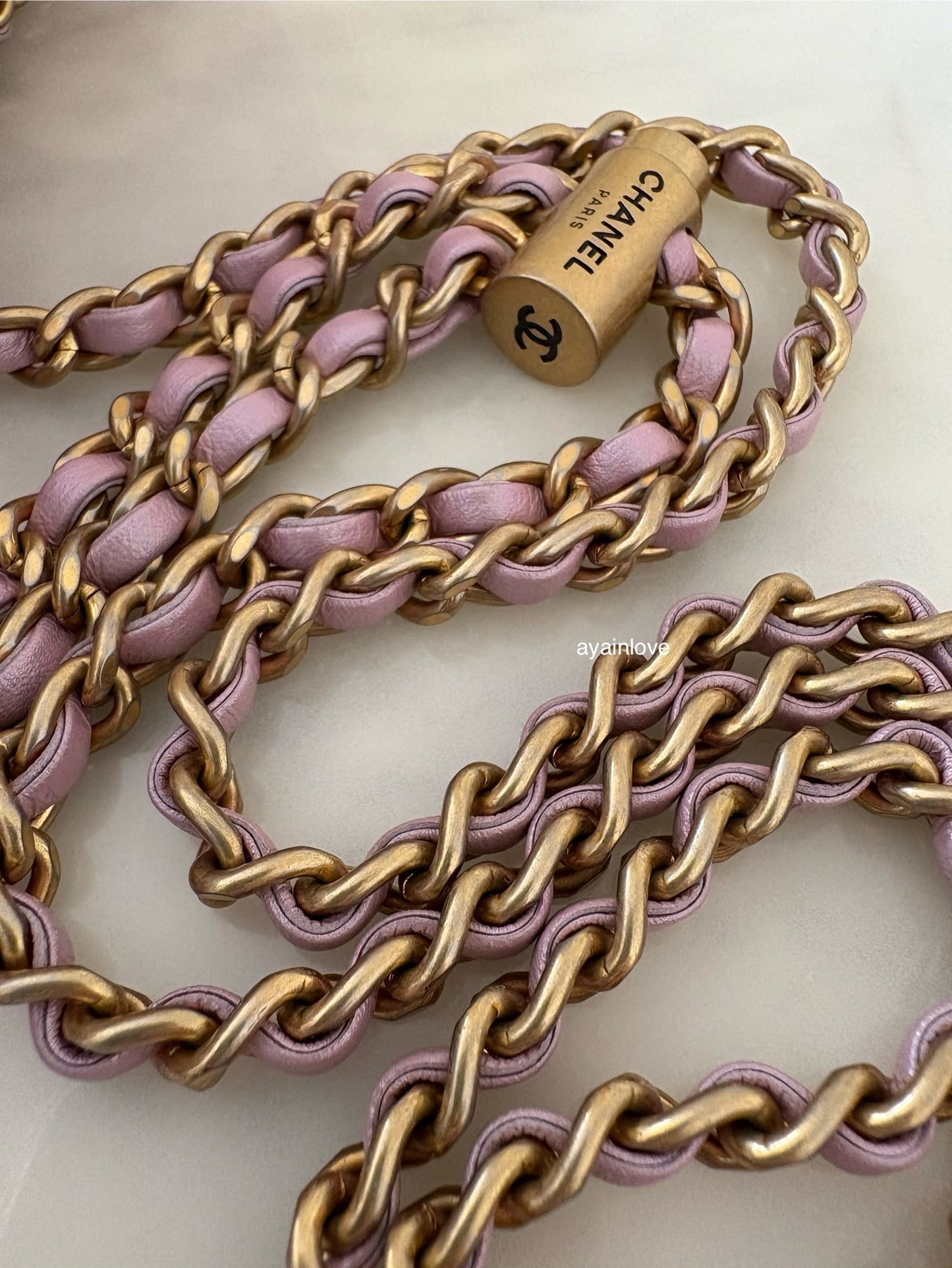 CHANEL 21K Iridescent Pink Caviar My Perfect Square Mini Flap Bag Gold Hardware