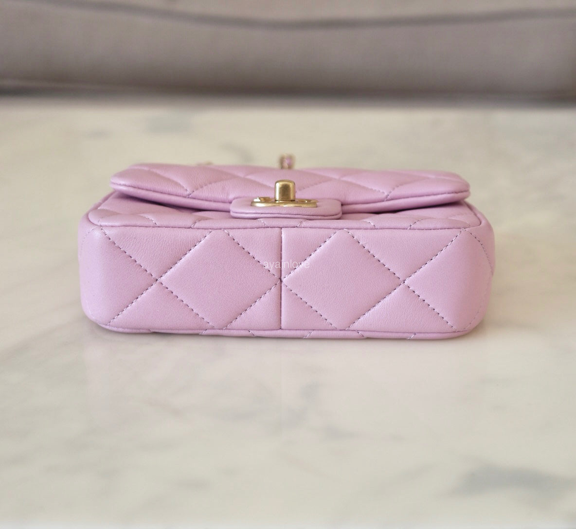 CHANEL 24S Pink Lambskin Twin Pearls Quilted Mini Flap Bag Adjustable Gold Hardware