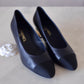 CHANEL 20A Black & Dark Navy Grosgrain Lambskin Pumps CC Heel Shoes Size 38 EU