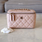 CHANEL 22C Light Beige Caviar Rectangular Vanity On Chain Light Gold Hardware