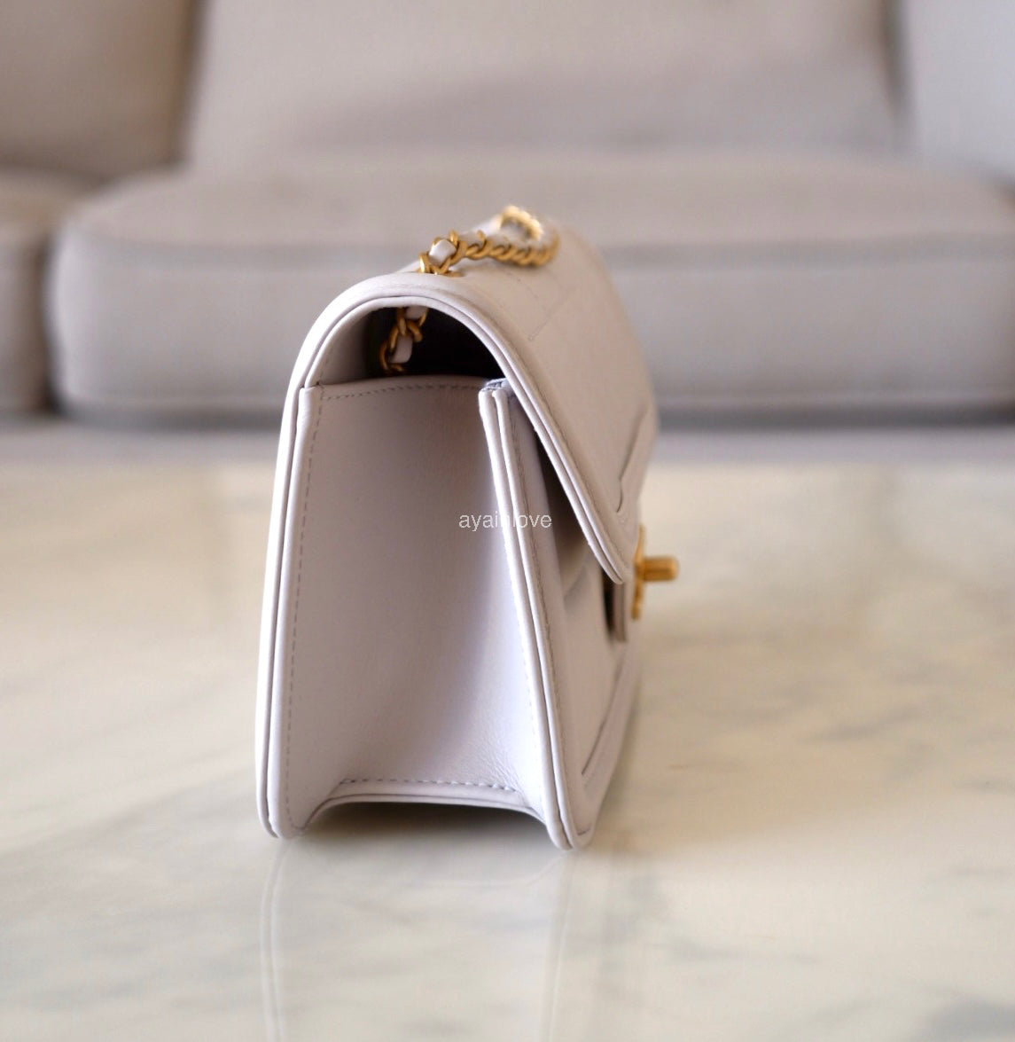 CHANEL 2025 Light Grey Lambskin Microchipped Quilted Chocolate Bar Mini Flap Bag Brushed Gold Hardware