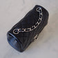 CHANEL 17B Black Caviar (Burgundy Interior) Quilted Square Mini Flap Bag Silver Hardware