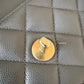 CHANEL 23K Dark Grey Caviar Camellia CC Wallet On Chain *Microchipped* Brushed Gold Hardware