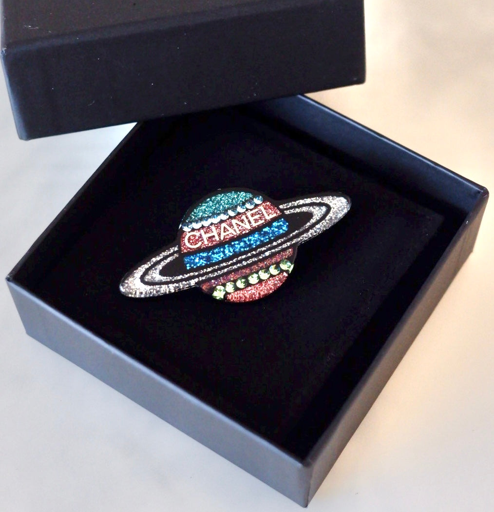 CHANEL 17K Multicolour Planet Resin Strass Brooch