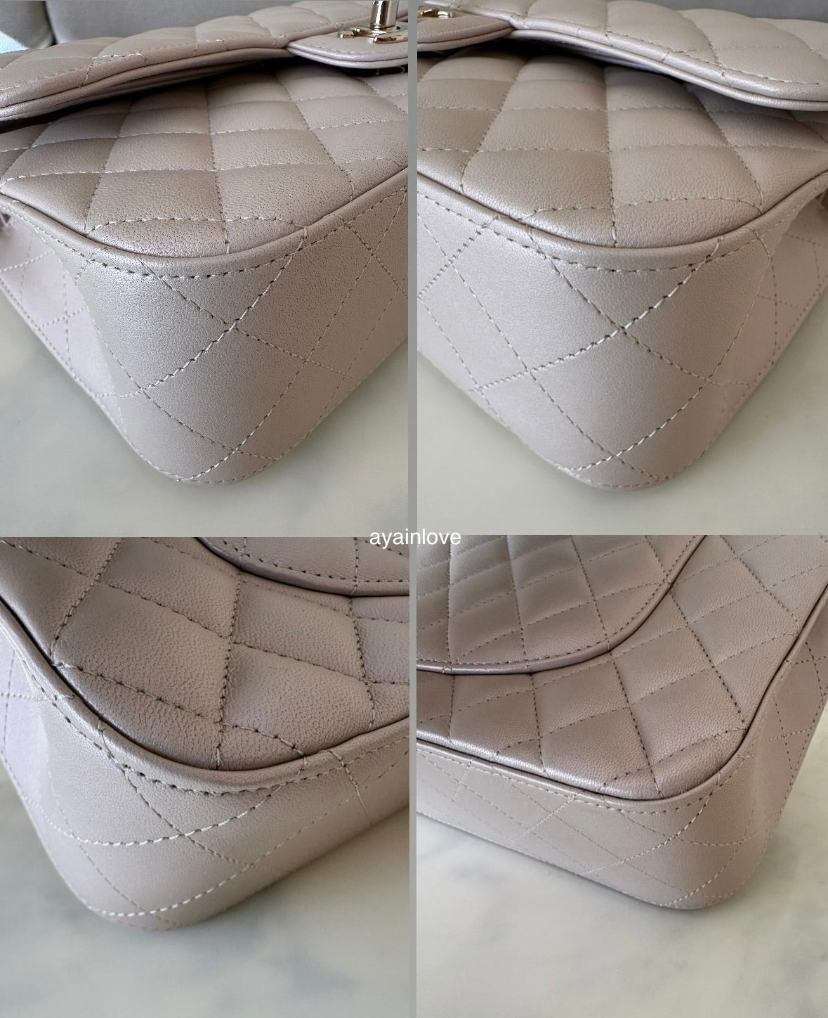 CHANEL 19S Iridescent Beige Lambskin Medium/Large Classic Flap Light Gold Hardware