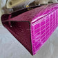 HERMES Mini Kelly Pochette Rose Scheherazade Pink Shiny Alligator Leather Gold Hardware C Stamp