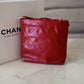 CHANEL Mini 22 Red Shiny Calf Skin Bag Gold Hardware