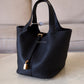 HERMES Picotin Lock 22 Black Noir Taurillion Clemence Gold Hardware K Stamp