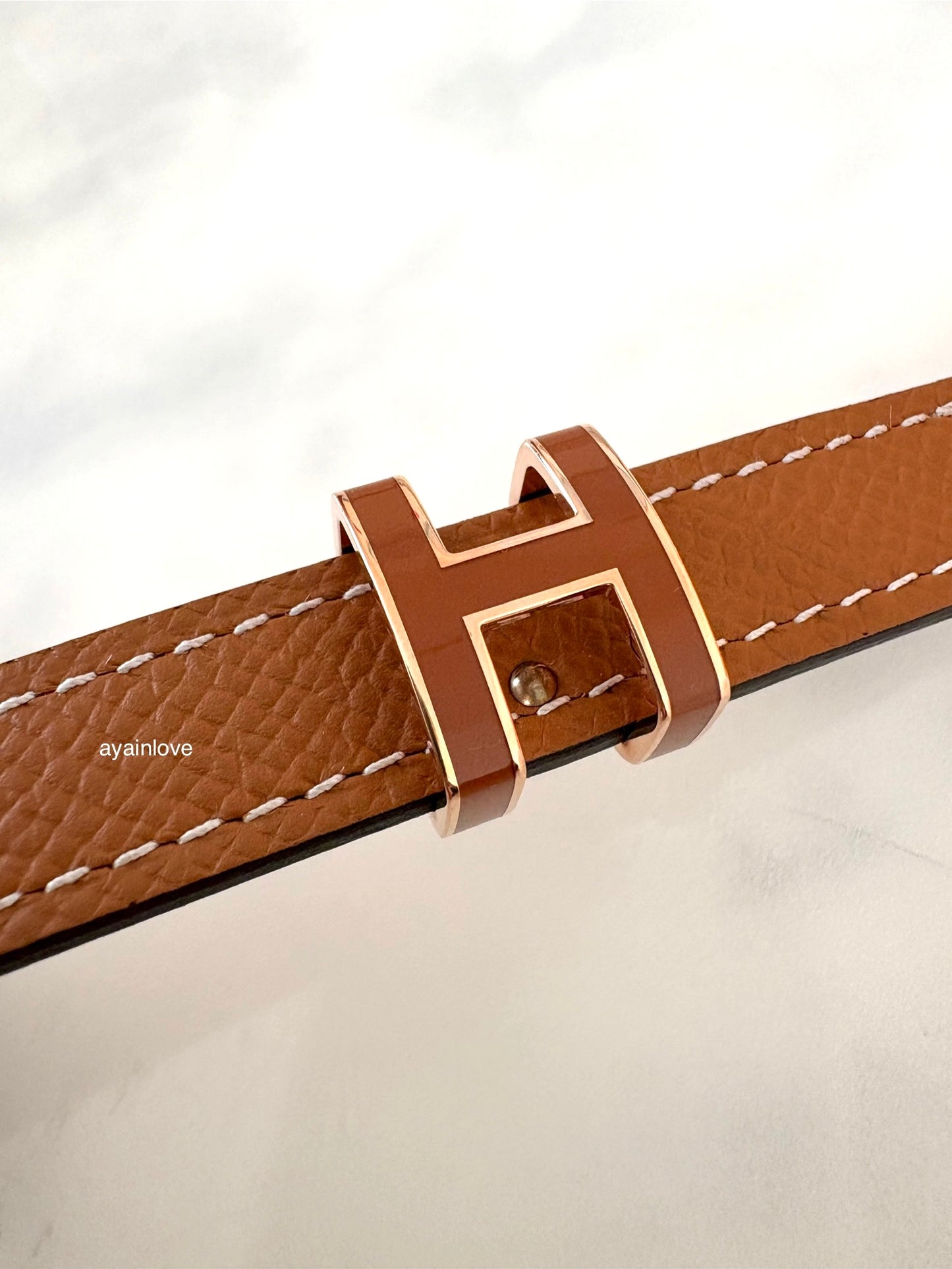 HERMES Pop H 15 Belt Gold Epsom Size 80 Rose Gold Hardware B Stamp