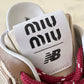Miu Miu x New Balance 530 SL Brown Cinnamon Bleached Calfskin Mules Loafers Shoes Size 38 EU