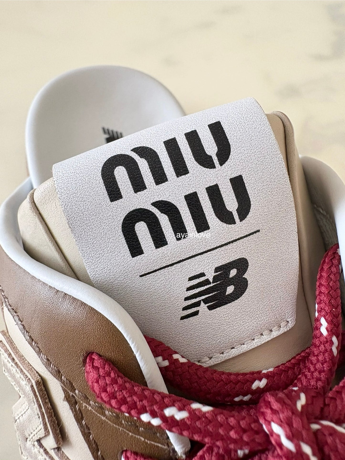 Miu Miu x New Balance 530 SL Brown Cinnamon Bleached Calfskin Mules Loafers Shoes Size 38 EU