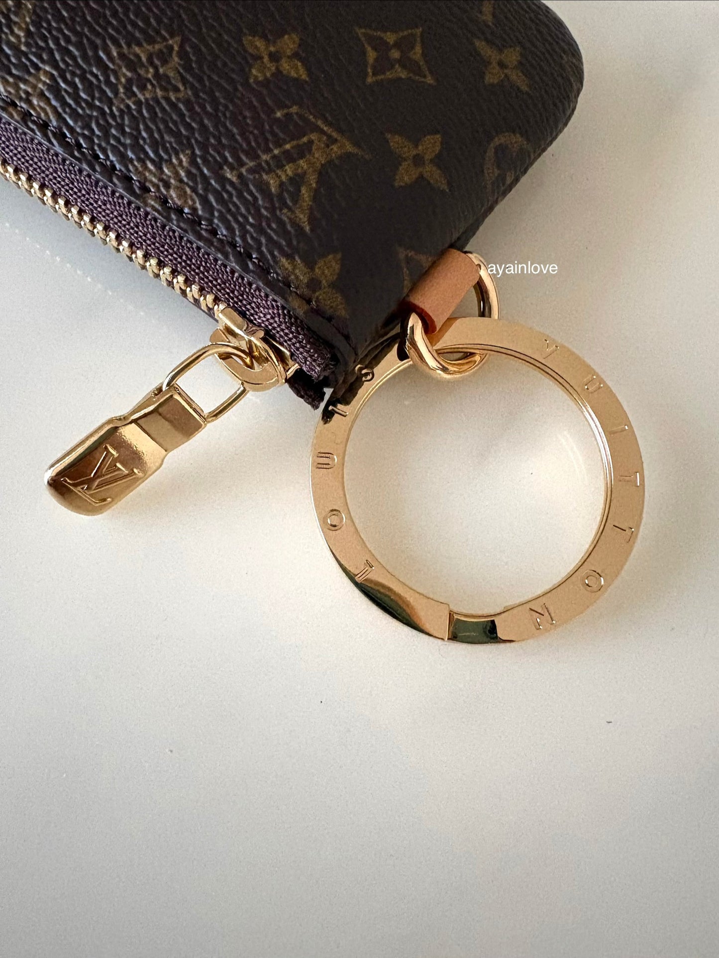LV LOUIS VUITTON Monogram Phone-Card-Key Holder Gold Hardware
