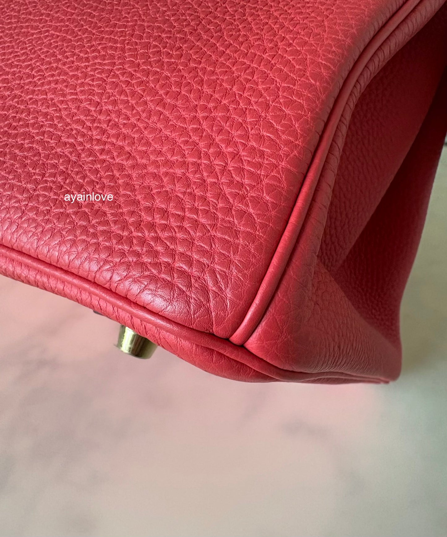 HERMES Birkin 35 Togo Rouge Pivoine Gold Hardware R Stamp
