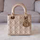 DIOR Small Lady Dior Beige Patent Cannage Calf Skin Bag