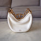 VALENTINO Vlogo Ivory Moon Zip Up Mini Hobo Bag Gold Hardware