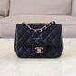 CHANEL 17B Black Caviar (Burgundy Interior) Quilted Square Mini Flap Bag Silver Hardware