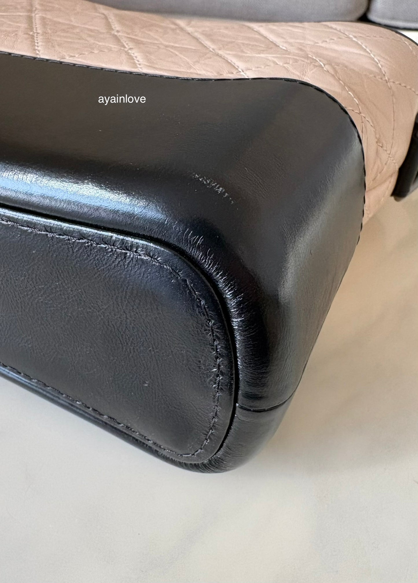 CHANEL Beige Black Calf Skin Medium Gabby Gabrielle Bag Mixed Hardware