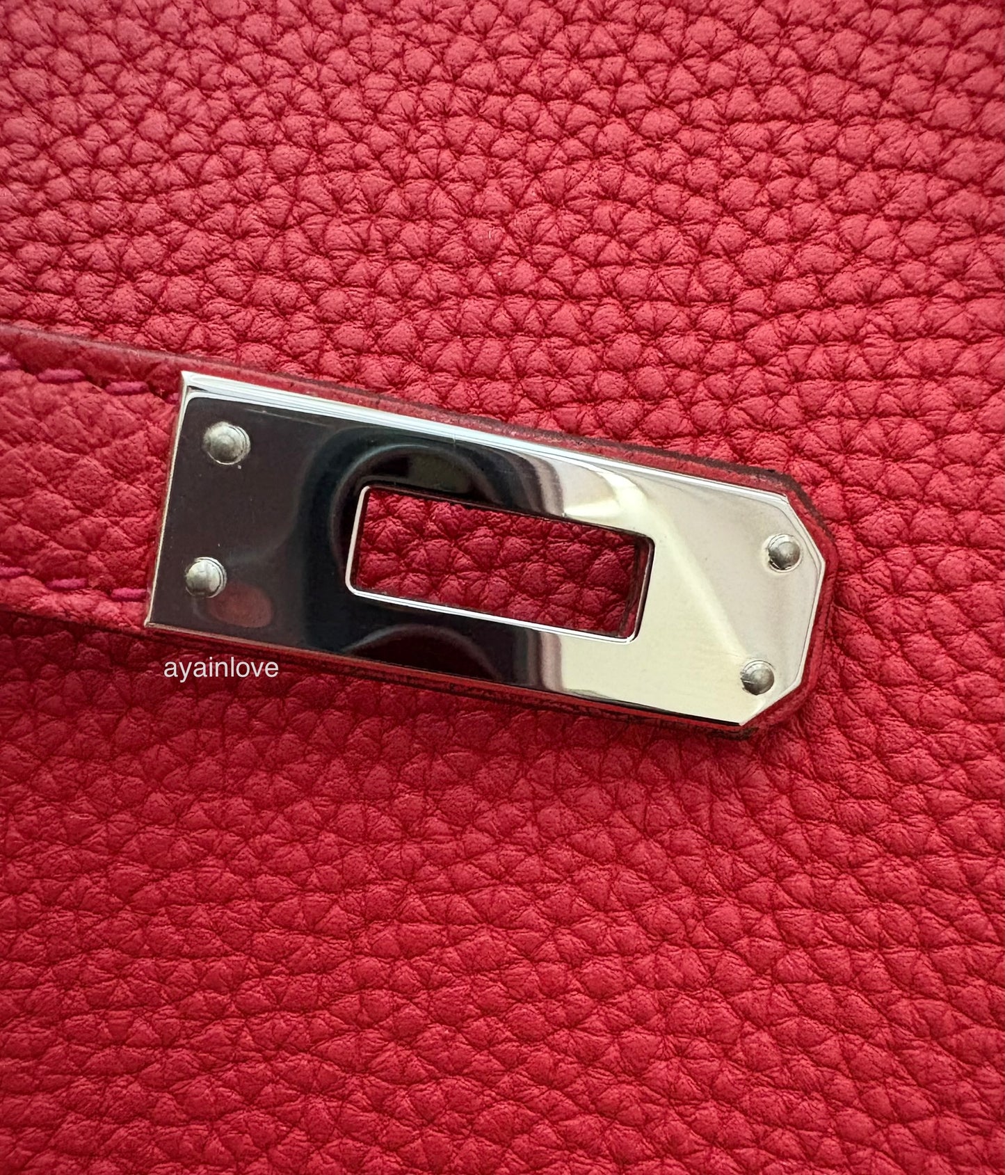 HERMES Kelly 25 Geranium Togo Retourne Palladium Hardware X Stamp