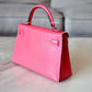HERMES Mini Kelly 20 Pink Rose Lipstick Chèvre Mysore Palladium Hardware D Stamp