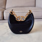 VALENTINO Vlogo Black Moon Zip Up Mini Hobo Bag Gold Hardware