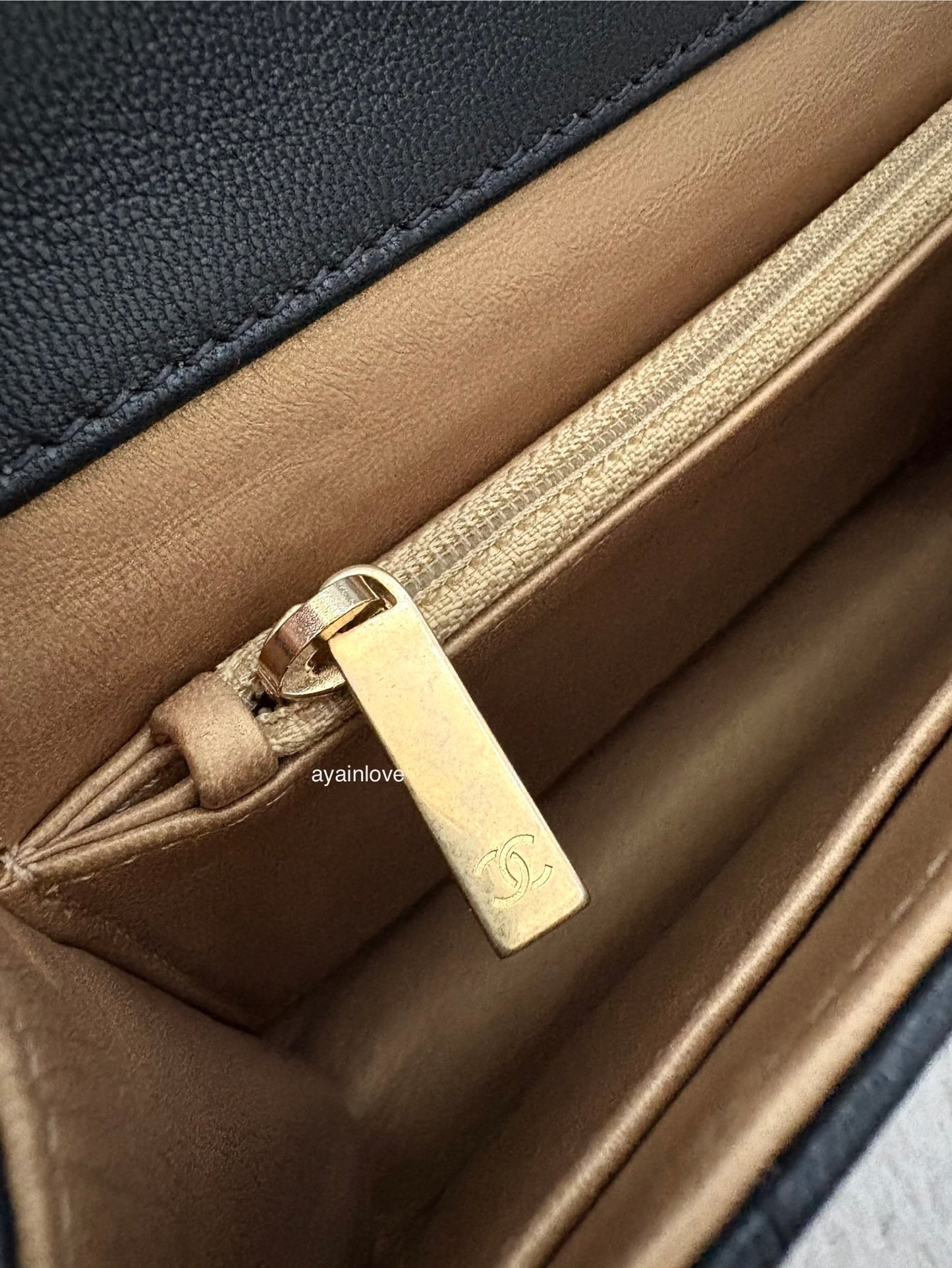 CHANEL 19S Chic Pearl Black Goatskin Flap Bag Gold Hardware