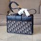 DIOR Montaigne 30 Blue Oblique Jacquard Medium Flap Bag Gold Hardware